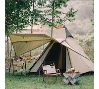 TentHome Camping Teepee Tent Yurt Tent with Screen 4 Season Double Layers Waterproof Anti-UV Windproof Tents for Outdoor Camping Hiking Hunting 3-4 Person (Camel)