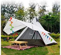 TentHome Camping Teepee Tent Yurt Tent with Screen 4 Season Double Layers Waterproof Anti-UV Windproof Tents for Outdoor Camping Hiking Hunting 3-4 Person (White)