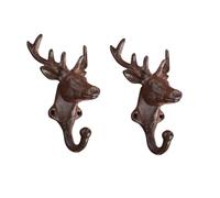 TentHome Cast Iron Deer Head Hook Wall Mount Storage Hooks for Keys, Towel, Coats or Hats (Rust-2ps)