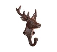 TentHome Cast Iron Deer Head Hook Wall Mount Storage Hooks for Keys, Towel, Coats or Hats (Rust-Single Hook)