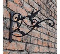 TentHome Cast Iron Hanging Basket Wall Bracket Retro Garden Basket Bracket Garage Plant Mount Holder (Bird and Leaves)