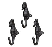 TentHome Cast Iron Seahorse Single Hook Shabby Chic Vintage Wall Mounted Hooks for Coats,Bags,Hats,Towels,Curtain Rod,Scarf (Black_3pcs)