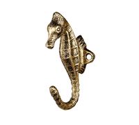 TentHome Cast Iron Seahorse Single Hook Shabby Chic Vintage Wall Mounted Hooks for Coats, Bags, Hats, Towels, Curtain Rod, Scarf (Antique Gold)