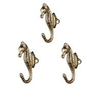 TentHome Cast Iron Seahorse Single Hook Shabby Chic Vintage Wall Mounted Hooks for Coats,Bags,Hats,Towels,Curtain Rod,Scarf (Antique Gold_3pcs)