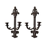 TentHome Cast Iron Set of 2 Wall Mounted Candle Sconces Holders,Hanging Candle Holder for Wall, Home Wall Art for Living Room Fireplace Yard Pathway (Rusty)
