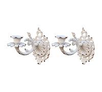 TentHome Cast Iron Wall Mounted Candle Sconces Set of 2, Shabby Chic Hanging Holders, Home Art for Living Room Fireplace Yard Pathway (White)