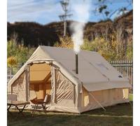 TentHome Inflatable Tent with Pump, Family Tent for 4-6 Persons with Stove Jack Hole, 4 Season Waterproof Large Air Pop-Up Tents (Beige_Large (Cotton fabric), 13'Lx9.8'Wx6.88'H (400 x 300 x 210 cm))