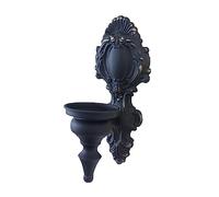 TentHome Iron Wall Candle Sconce Holder French Court Taper Wall Mounted Rustic Candle Holder Shabby Chic Wall Decoration for Living Room Dining Room Antique White (Black B)