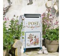 TentHome Letterbox Mail Box Outside Iron Freestanding Mailbox Wedding Garden Decorative Lockable Vertical Outdoor Post Office Letter Box (White (Rural childhood fun))