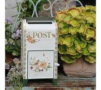 TentHome Letterbox Mail Box Outside Iron Freestanding Mailbox Wedding Garden Decorative Lockable Vertical Outdoor Post Office Letter Box (Bird&Flower-White)