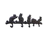 TentHome Rustic Cast Iron Hooks Cat Dog Wall Door Mounted Coat Hook Hanger Decor Antique Finish (Cat 3)