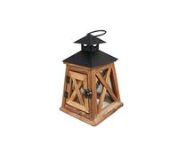 TentHome Rustic Wood Lantern Candle Tea Light Holder Candelabra Decoration with Metal Roof, Handle Candle Lantern for Garden Party Dinning Table Fireplace Camping (Wood, 20x12.5x12.5CM)