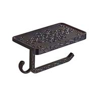 TentHome Toilet Paper Roller Holder 2 in 1 Vintage Wall Mounting Drilling Nostalgia Roll Holder Toilet Bathroom Paper Holder with Storage (Black)