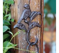 TentHome Vintage Bird on Branch with Flowers Decorative Wall Hooks, Alloy Wall Mounted Hanging Coat Hooks, Hats, Keys and Purse & Clothes of Hallway, Bathroom (Bird E)
