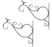 TentHome Vintage Hanging Basket Holder Hanging Basket Hook Wall 2 Pieces Wall Mount Hanging Bracket Plant Hook with Bird Figure for Flower Pot, Hanging Baskets, Wind Chimes, Lanterns (Green)