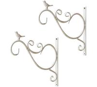 TentHome Vintage Hanging Basket Holder Hanging Basket Hook Wall 2 Pieces Wall Mount Hanging Bracket Plant Hook with Bird Figure for Flower Pot, Hanging Baskets, Wind Chimes, Lanterns (White)