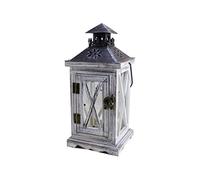 TentHome Vintage Wooden Lantern with Metal Roof Handle Rustic Candle Holder Tealight Decoration Candelabra (B)