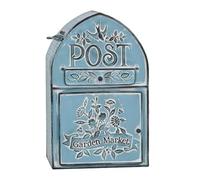 Tenthome Wall Mounted Letterbox Mailbox European-Style Vintage Iron Home Suggestion Storage Post Newspaper Letter Box Outdoor Garden Wall Decoration Ornament (Rusty blue)