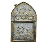 Tenthome Wall Mounted Letterbox Mailbox European-Style Vintage Iron Home Suggestion Storage Post Newspaper Letter Box Outdoor Garden Wall Decoration Ornament (Rusty gray)