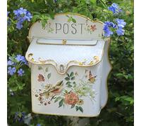 TentHome Wall-Mounted Letterbox Postbox European-Style Vintage Iron Mailbox Post Box Creative Home Suggestion Storage Box for Outdoor Garden Hanging Decoration (White)