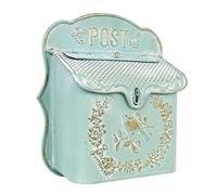 TentHome Wall-Mounted Letterbox Postbox European-Style Vintage Iron Mailbox Post Box Creative Home Suggestion Storage Box for Outdoor Garden Hanging Decoration (Vintage Green)