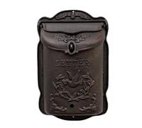TentHome Wall Mounted Mailbox Country House Wrought Iron Post Newspaper Letter Box Wall Decoration Bird Figure Letterbox (Rust iron color-Bird)