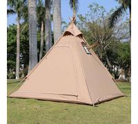TentHome Waterproof Cotton Teepee Tent 3-4 People Camping Pyramid Canopy Portable Tipi Outdoor Indian A-tower Tarp Shelter with Stove Jack Hole and Door Sunshade Awning (Tent alone)