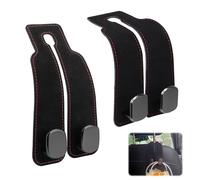 TENTHPEO 2 Pcs Car Seat Hooks for Headrest, Leather Car Seat Back Storage Hooks, Multifunctional Auto Organiser Double Headrest Hook for Cups, Umbrellas, Key Chains, Bags, Purses, Handbags