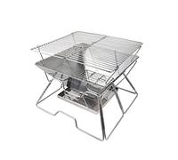 Tentock Folding Campfire Grill Camping Collapsible BBQ Stainless Steel Grill Gate Heavy Duty Fire Pit Stainless Steel Foldable Charcoal Grill