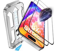 Tentoki for iPhone 15 Pro Max Screen Protector, 1:1 Full Coverage | 2 Pack for 8X Stronger Tempered Glass, 9H Hardness Military-Grade Protection, No Bubbles No Dust, Transparent, 6.7-Inch