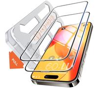 Tentoki Screen Protector for iPhone 15 Pro (6.1 inch), 1:1 Full Coverage Tempered Glass Film 9H+ Military-Grade Protection [Auto Dust Elimination] [No Bubbles No Dust] [Ultra-Transparent] 2Pack