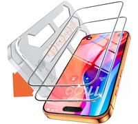 Tentoki Screen Protector for iPhone 17 Pro (6.3 inch), 1:1 Full Coverage Tempered Glass Film 9H+ Military-Grade Protection [Auto Dust Elimination] [No Bubbles] [Ultra-Transparent] 2Pack