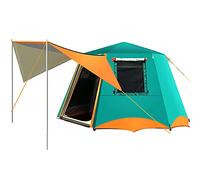Tents 3-4 Person Camping Automatic Tent with Porch Camping Pop Up Tent with 2 Door and 2 Windows Double Layer Instant Family Tent for Outdoor Hiking, Easy Set Up(Green,5)
