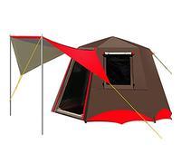Tents 3-4 Person Camping Automatic Tent with Porch Camping Pop Up Tent with 2 Door and 2 Windows Double Layer Instant Family Tent for Outdoor Hiking, Easy Set Up(Red,5)