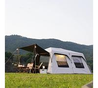 Tents Layer Double Camping Tent 12 Person, Family Cabin Tents, 2 Rooms, Straight Wall, 3 Doors and 3 Window with Mesh, Big Tent for Outdoor, Picnic, Friends Gathering(With Exterior Tent,Set 1)