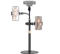 Tentucro 2-in-1 Webcam Stand Phone Holder Desktop Flexible Live Stream Stand Camera Video Mount for Cell Phones, Logitech Webcam C922 C930e C920S C920 C615, Etc. (1/4" Threads)