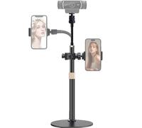 Tentucro 2-in-1 Webcam Stand Phone Holder [Extension-Type] Desktop Flexible Live Stream Stand Camera Video Mount for Cell Phones, Logitech Webcam C922 C930e C920S C920 C615, Etc. (1/4" Threads)