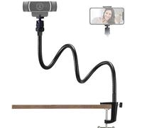 Tentucro Webcam Stand Phone Holder Desktop Adjustable Gooseneck Video Clamp Stand Camera Mount for Cellphones, Logitech Webcam C922 C930e C920S C920 C615, Etc. (1/4" Threads, 5.5cm Clamp)