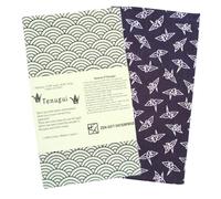 Tenugui Traditional Towel Made in Japan Fray Prevention 100% Cotton Eco Friendly Kitchen Towels Gift Wrapping Orizuru Pattern White on Navy Blue Set of 2 12.99"x34.64"