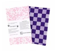 Tenugui Traditional Towel Made in Japan Fray Prevention 100% Cotton Eco Friendly Kitchen Towels Gift Wrapping Sakura Pattern Pink on White with Checkered Pattern Purple Set of 2 12.99"x34.64"