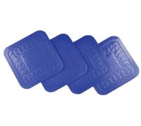 Tenura Anti Slip Silicone Rubber Square Coaster Pack of 4 - Blue