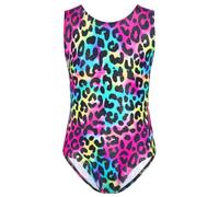 TENVDA Gymnastics Leotards for Girls Sparkly Colorful One-Piece Kids Tumbling Outfit Size 2-12 Years Old, Leopard a, 9-10 years