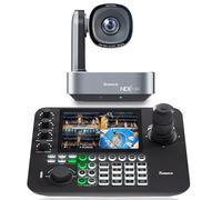Tenveo 4K PTZ Camera and Controller Bundle/Kits - 20X AI Tracking HDMI/USB3.0/LAN(PoE) 4K NDI PTZ Camera and 7'' Quad-Screen NDI Joystick Controller for Church Service Events Live Streaming