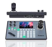 Tenveo NDI PTZ Camera Controller 4D Joystick 5" LCD Screen Preview PoE IP PTZ Keyboard Controller for Church Live Streaming Meeting Education Support VISCA PELCO-D/P RS232 RS422