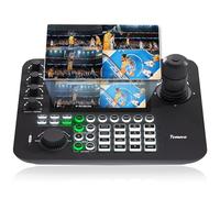 Tenveo NDI PTZ Camera Controller, 7’’ LCD Quad-Screen Real-time Preview, 4D PTZ Joystick Controller, NDI License Included, Support NDI PoE VISCA Pelco-D/P for Church Worship Live Events Streaming