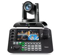 Tenveo PTZ Camera and Controller Bundle/Kits - 20X AI Auto Tracking HDMI/USB3.0/LAN(PoE) NDI PTZ Camera and 7'' Quad-Screen NDI Joystick Controller for Church Service Events Live Streaming