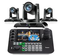 Tenveo PTZ Camera and Controller Bundle/Kits - 20X AI Auto Tracking HDMI/USB3.0/LAN(PoE) NDI PTZ Camera(3PCS) and 7'' Quad-Screen NDI Joystick Controller for Church Service Events Live Streaming