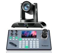 Tenveo PTZ Camera and Controller Bundle/Kits - 20X AI Auto Tracking HDMI/USB3.0/LAN(PoE) NDI PTZ Camera and 5'' LCD Screen Joystick Controller for Church Service Events Live Streaming