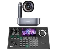 Tenveo PTZ Camera and Controller Bundle/Kits - 4K 12X AI Auto Tracking HDMI/USB3.0/LAN(PoE) PTZ Camera and 5'' LCD Screen NDI Joystick Controller for Church Service Events Live Streaming