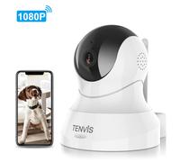 TENVIS 1080P Smart Security Camera, 2-Way Audio, Motion Detection, Night Vision, ABS Plastic + Metal, White, TH661D